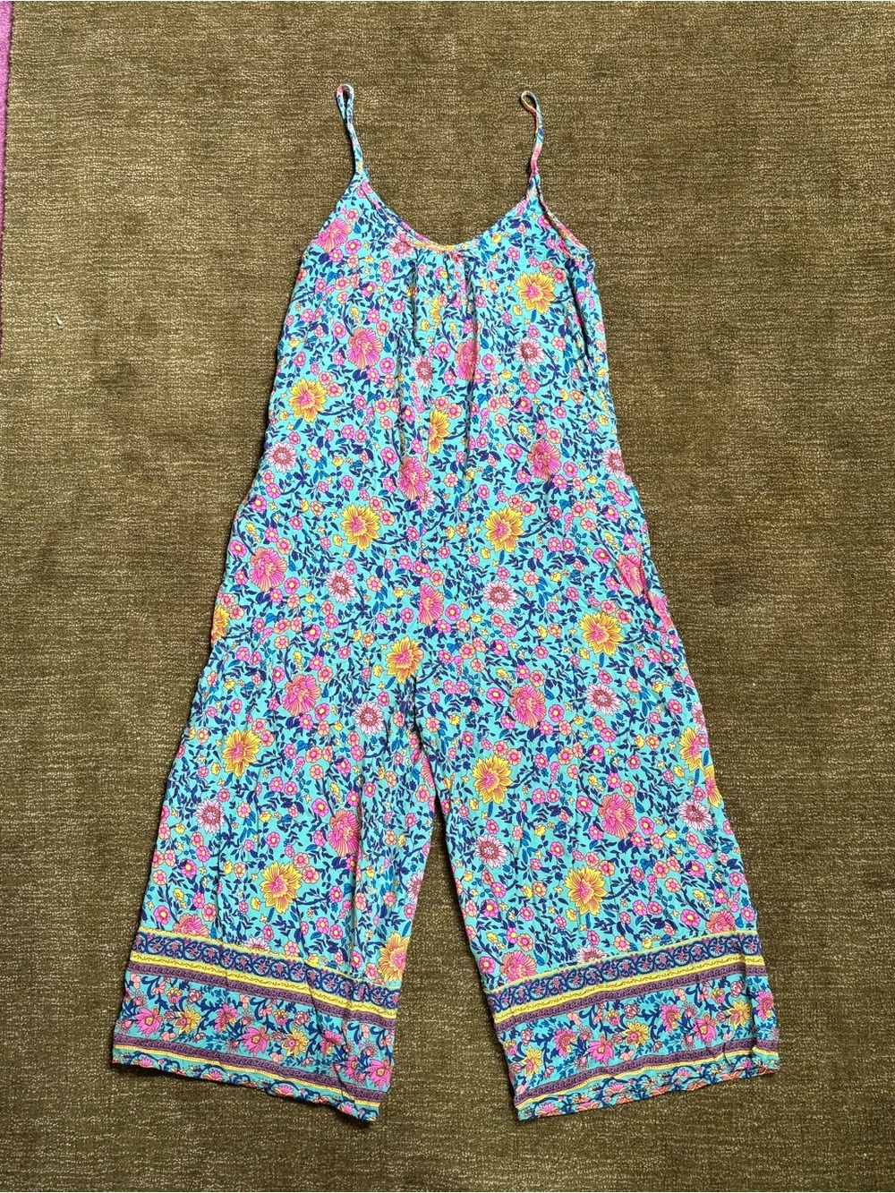 Floral Blue Wide-Leg Jumpsuit